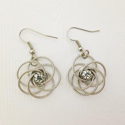 Wire Flower Dangle Earrings - Flower Earrings -..