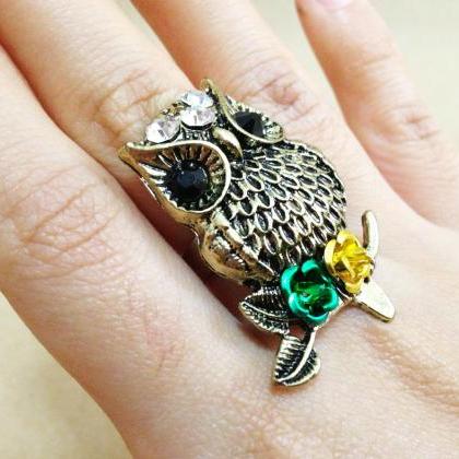 Owl Ring Antique Bronze - Owl Ring -owl Jewelry -..