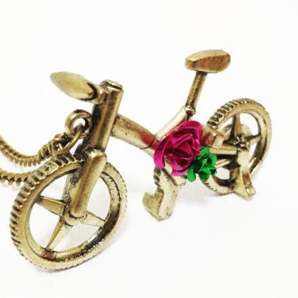 Bicycle Pendant Necklace Antique Bronze - Bicycle..
