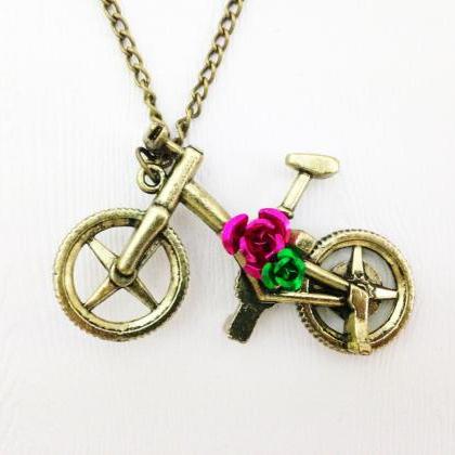Bicycle Pendant Necklace Antique Bronze - Bicycle..