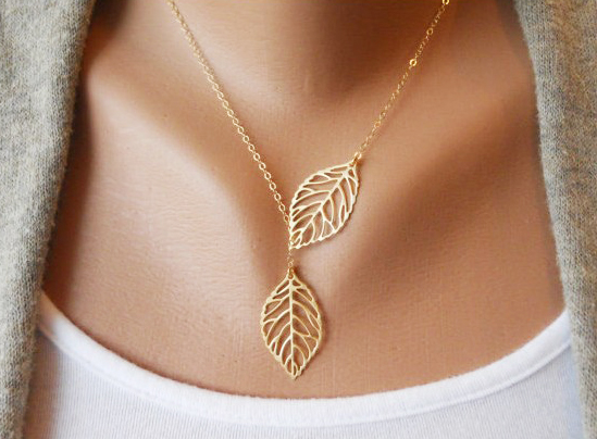 Double Leaf Pendant Necklace - Leaf Necklace - Leaf Pendant - Leaf Jewelry - Leaf Accessories