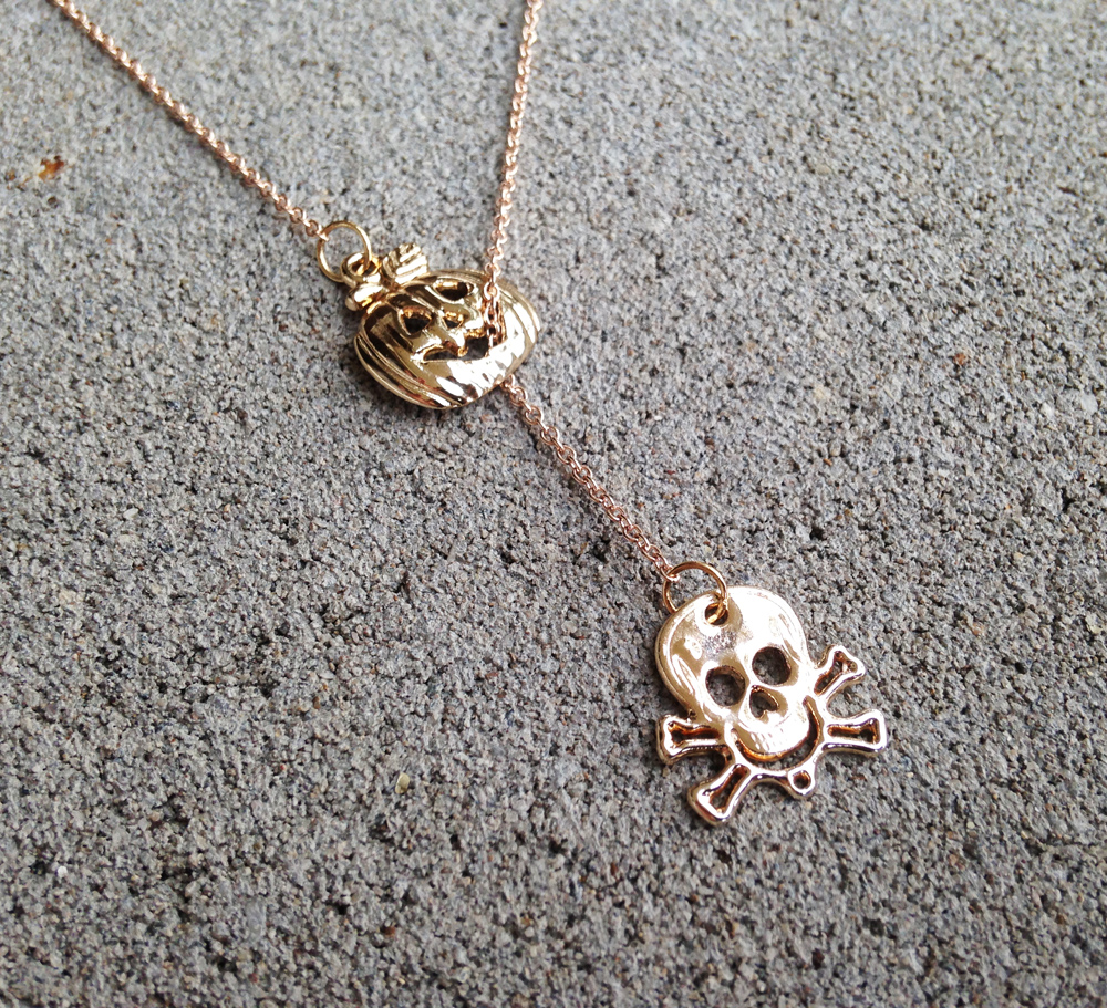 Skull And Pumpkin Pendant Necklace - Skull Necklace - Pumpkin Necklace - Skull Pendant - Skull Jewelry - Skull Accessories